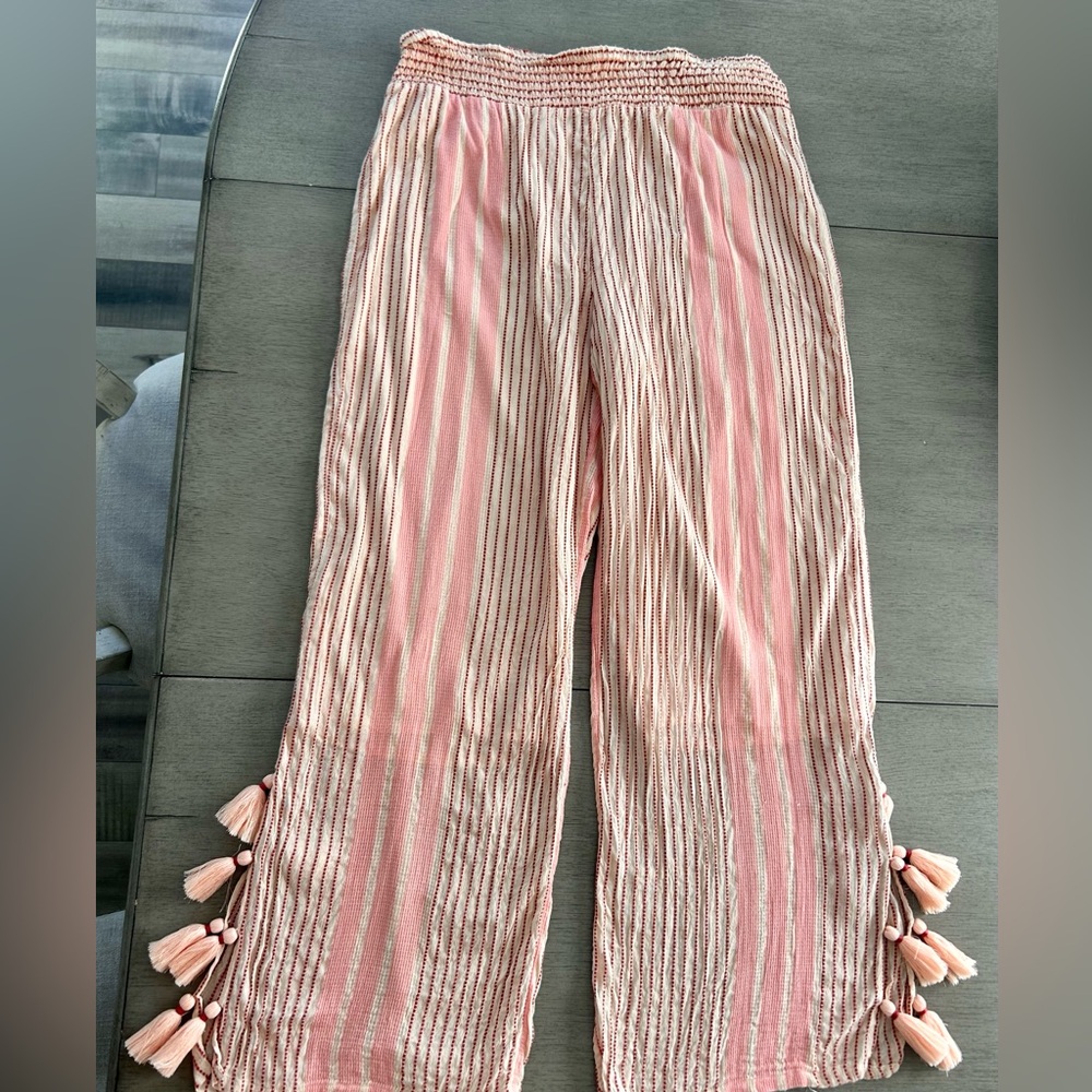 Soft Surroundings Pink Striped Wide Leg Pants